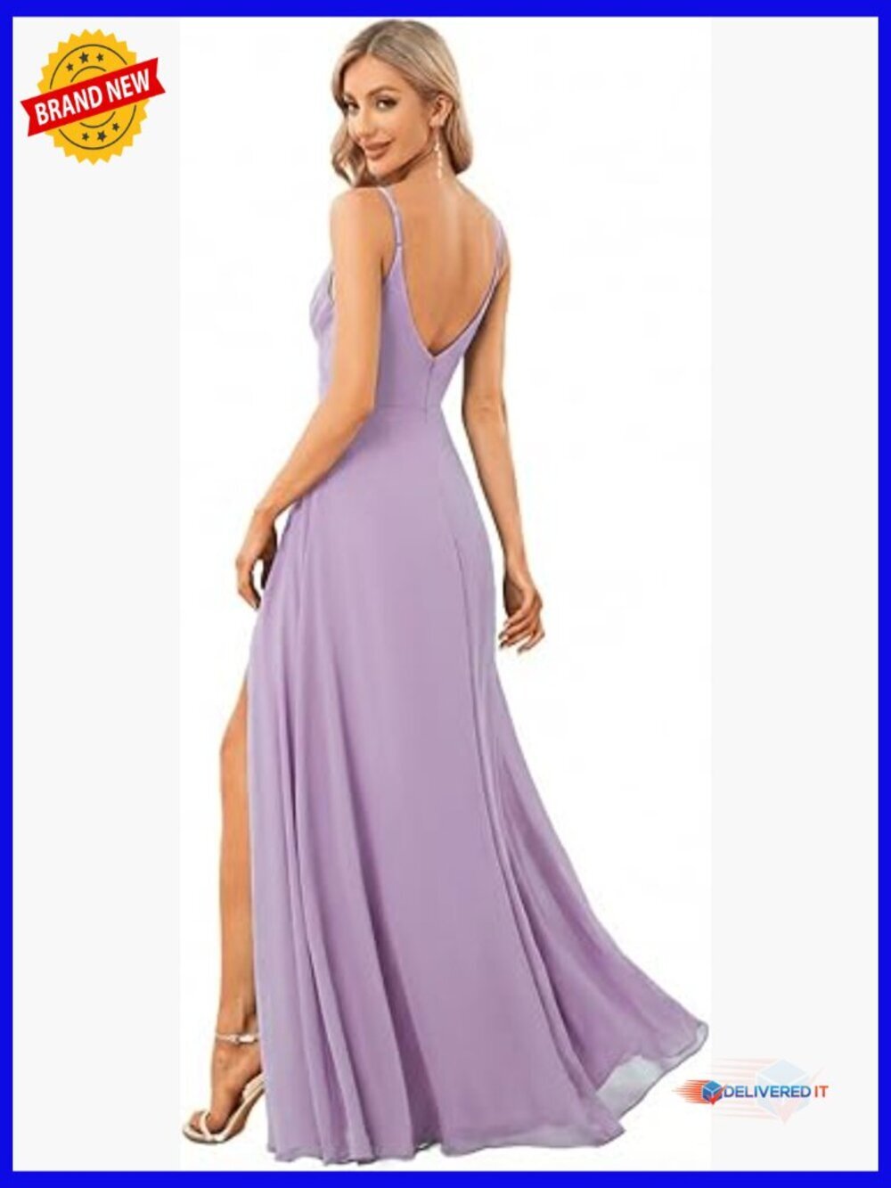 Floor Length Chiffon Bridesmaid Dress with Spaghetti Straps and Slit